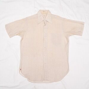 Vtg 70s Hughes & Hatcher by Hathaway Dagger Collar Button Up Short Sleeve Shirt